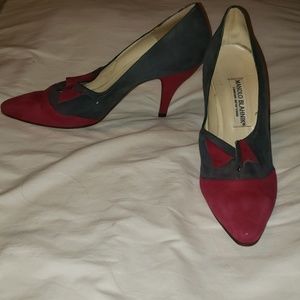 Manolo Blahnik - Red and Grey Heels